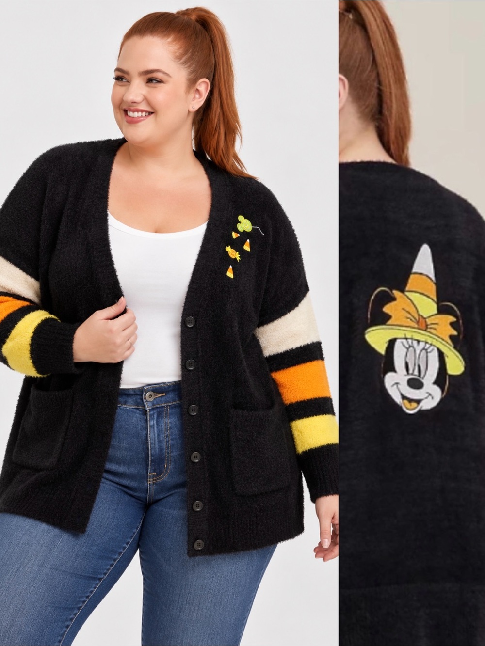 TORRID DISNEY MINNIE MOUSE HALLOWEEN CARDIGAN SWEATER